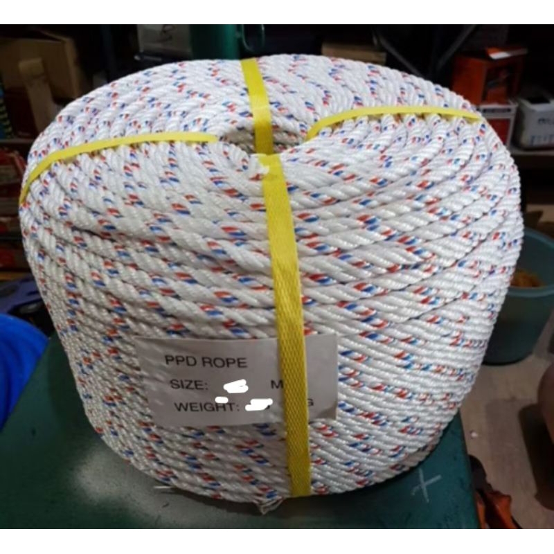 

harga 1rol tali nilon putih 10m (9.9kg) tali tambang kapal nylon PPD rope tali sumur proyek tali truk 10 mili