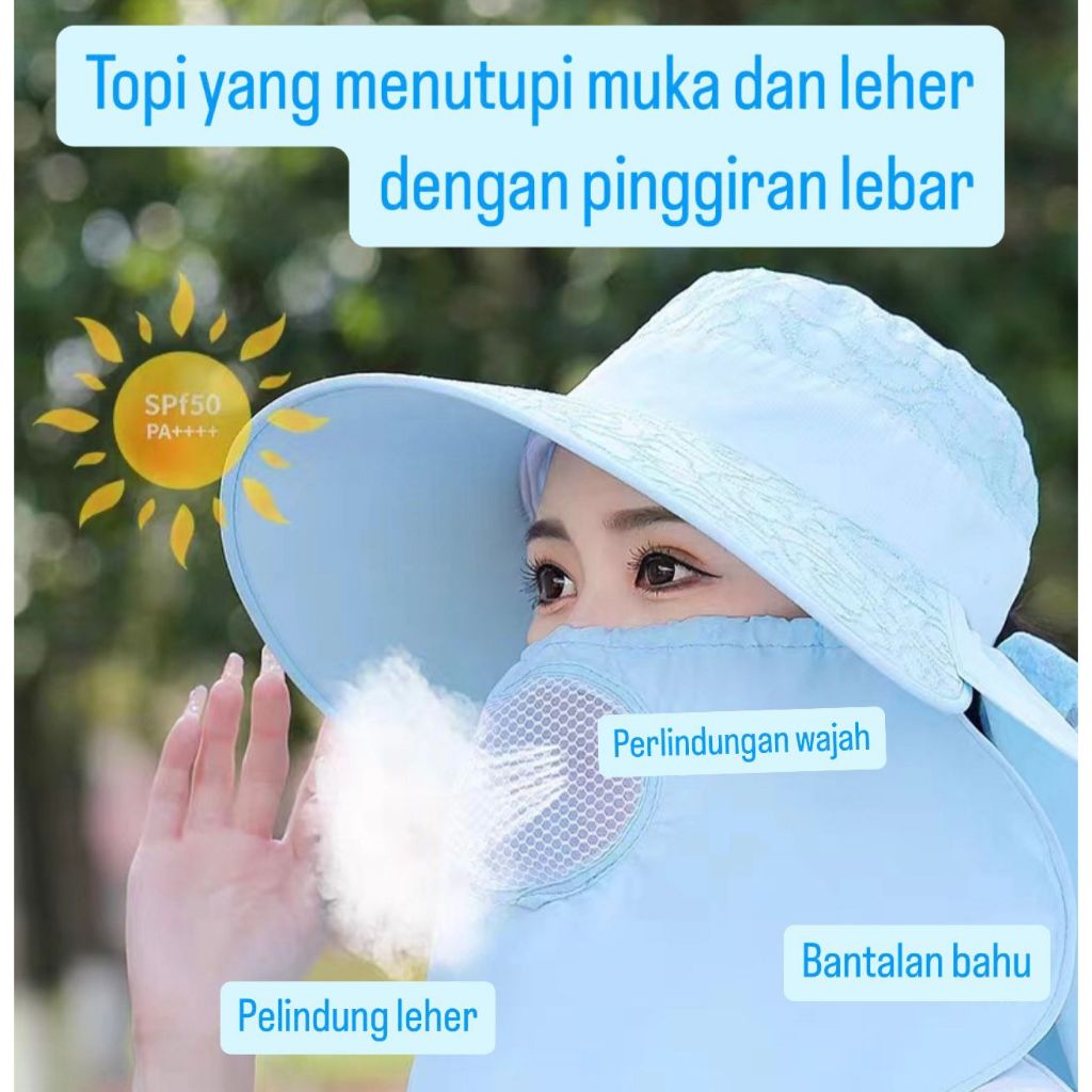 Topi Visor Lipat Wanita Anti UV Lebar/topi serbaguna/topi pantai wanita berhijab/topi kebun anti pan