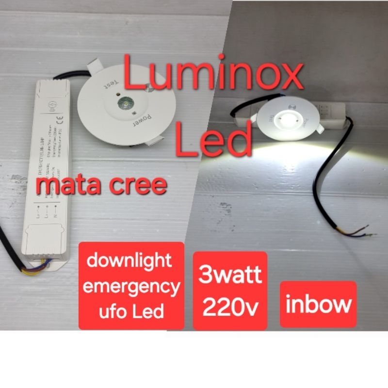 downlight emergency ufo led 3w 3watt / darurat ceiling lamp led ufo 3w 3 watt inbow 220volt