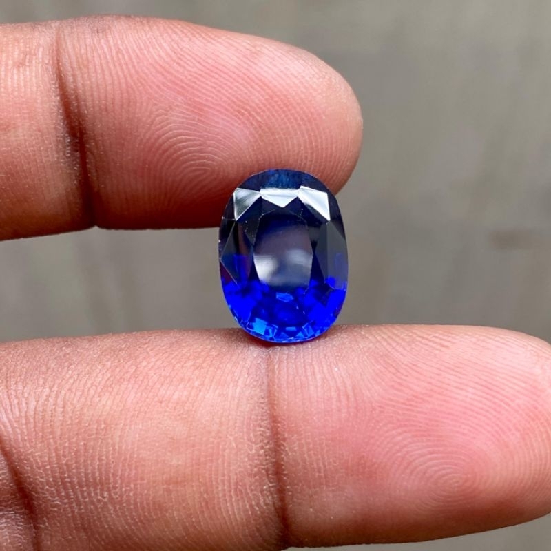 Batu king safir blue sapphire chatam king safir biru hardness 8-9 skala mohs Dim 14x10.5x7.5