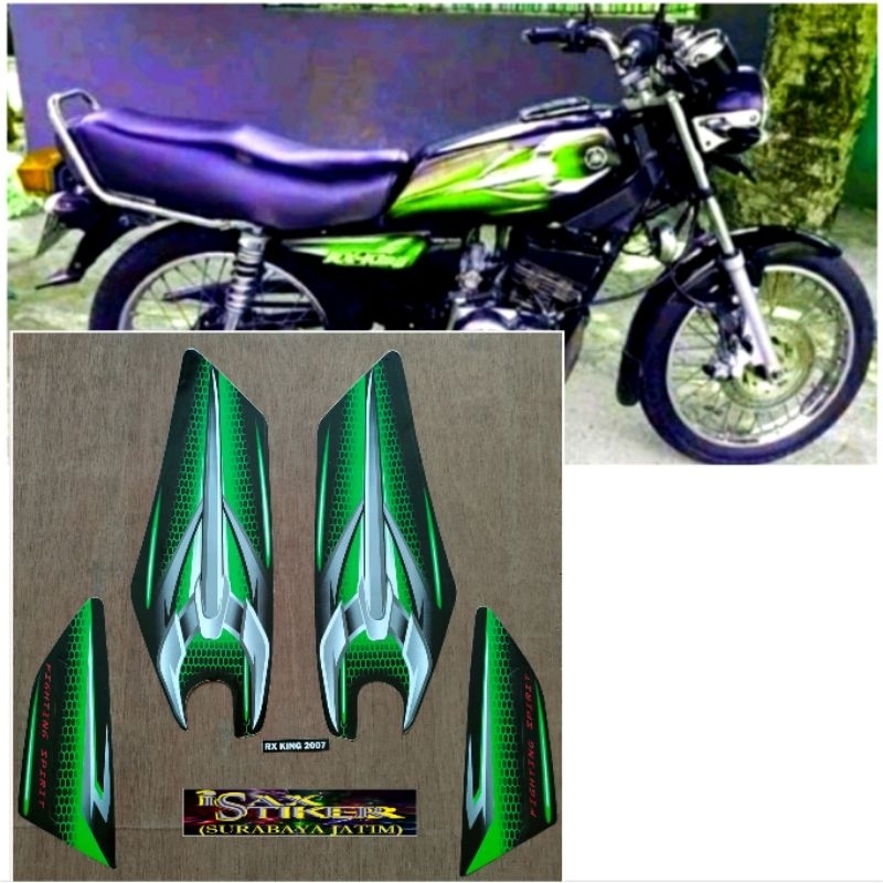 Striping Yamaha RX King hitam Lis hijau tahun 2007