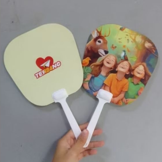KIPAS TANGAN CUSTOM/KIPAS DAUN/KIPAS 2 SISI/LAMINASI 2 SISI BAHAN AC310GSM