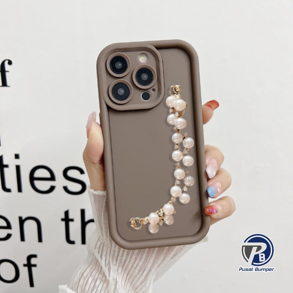 Gc95 Case Casing Silikon Matte Rose Pearl Chain Grip - Casing Hp Compatible For Samsung J4+ J7 PRIME