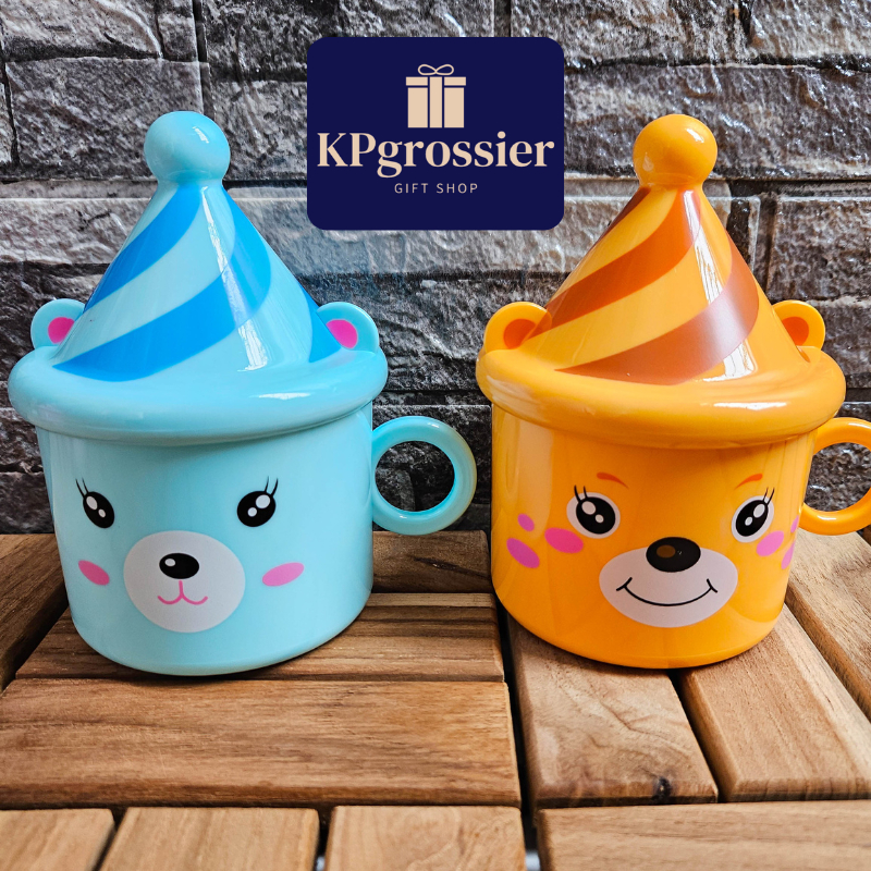 Gelas Minum Anak Gelas Tutup Lucu Melamin Karakter Animal 16cm