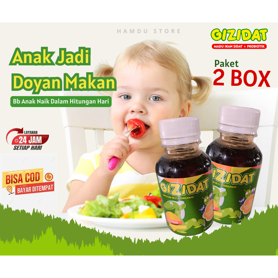 

Gizidat Paket 2 Botol 130ml Original 100% - Penambah Nafsu Makan Anak - Madu Penggemuk Badan