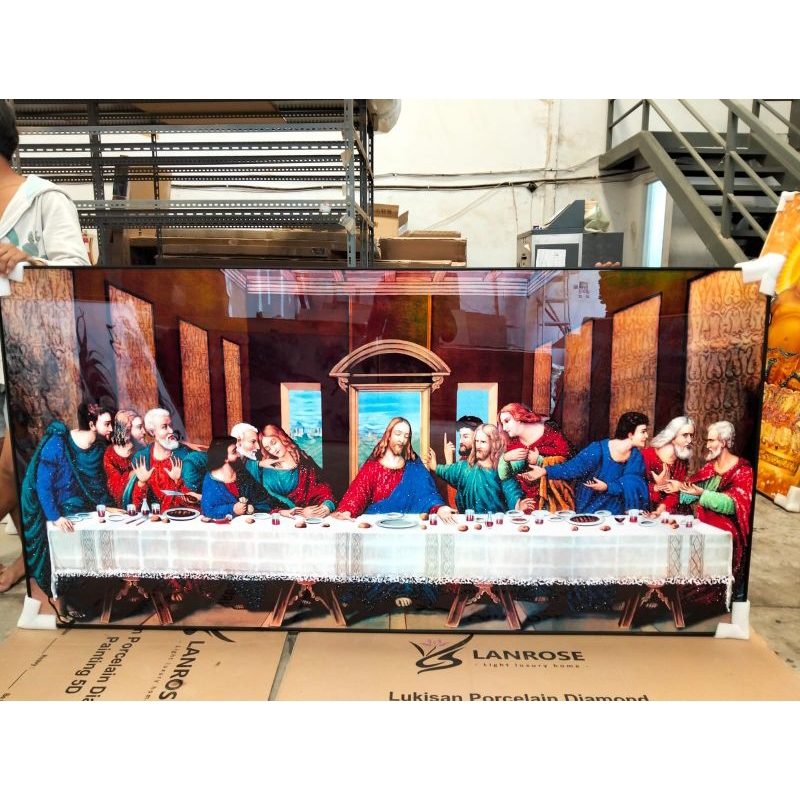 lukisan Porcelain Diamond 5d gambar Yesus perjamuan Kudus