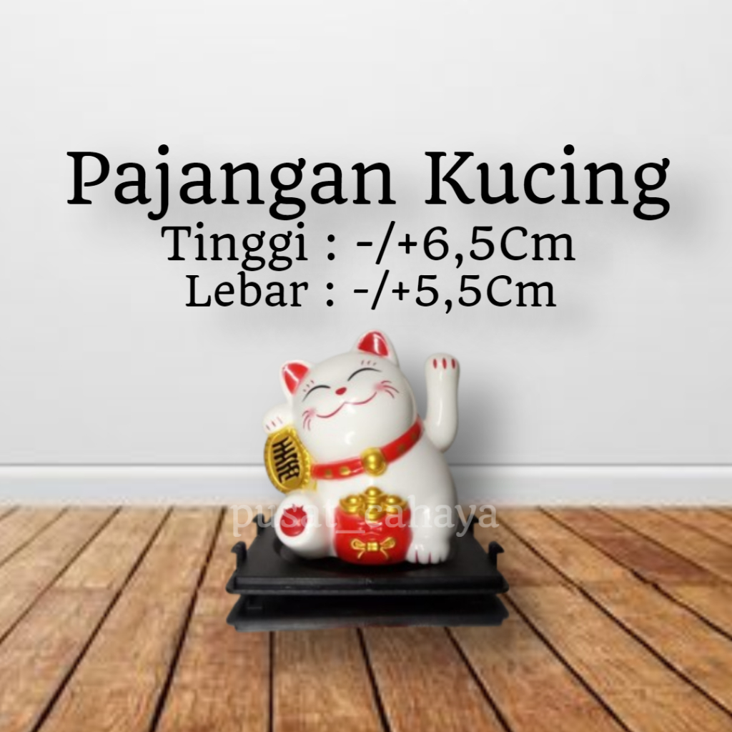 Pajangan Kucing Warna Putih Kucing Keberuntungan Tanpa Baterai 1 Pcs