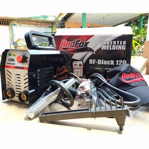 400Watt Redfox Mesin Las Inverter Welding RF120 Black Mesin Las Listrik Bonus Kacamata & Topi Hitam