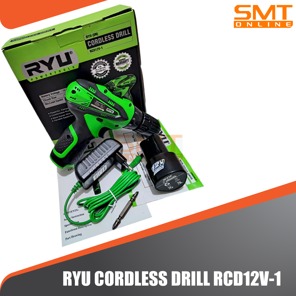 RYU Bor Mesin Bor Tangan Baterai Cordless 12 Volt RCD 12V-1 Cordless Bor Besi Kayu Baterai