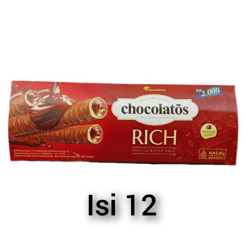 

Chocolatos RICH Coated Wafer Roll Chocolate flavor isi 12