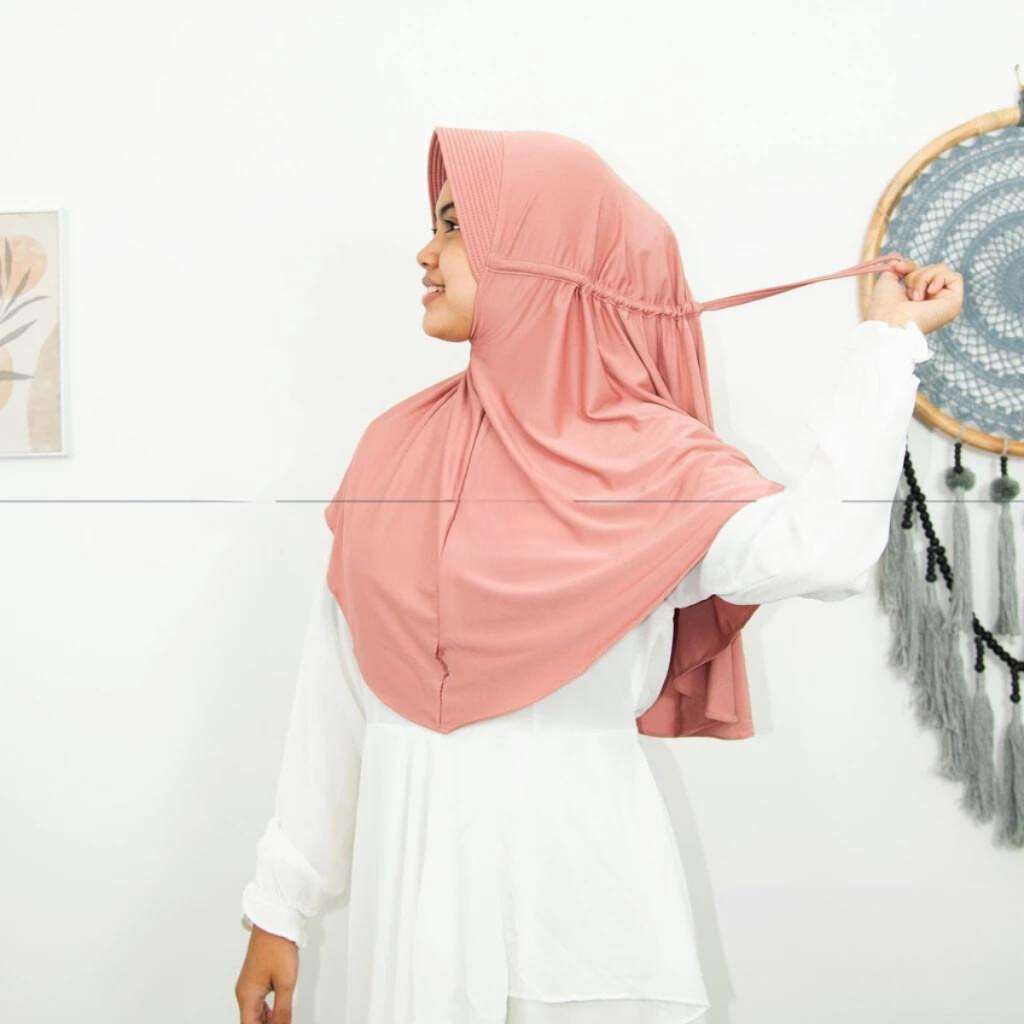 Hijab Instan Serut Jokowi Jersey Spandek Premium Ukuran M