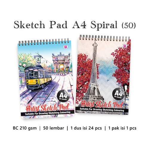 

Tiara spiral sketch book A4 25lbr/50lbr 150gsm