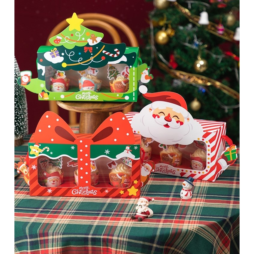 

Paperbox Cupcake Souvenir Natal Kotak Kue Dus Pudding Motif Christmas Box Mika Hampers Natal