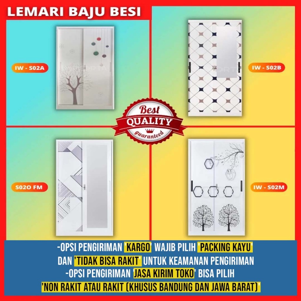 Lemari Pakaian Besi Minimalis Modern - Lemari Baju Besi