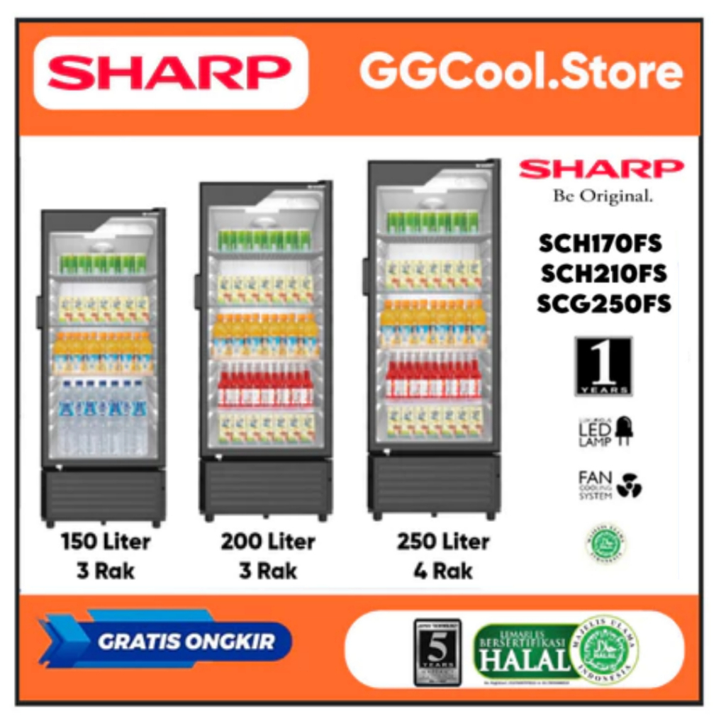Showcase Cooler Sharp SCH170FS / SCH210FS / SCH250FS Kulkas Lemari Display Cooler Sharp