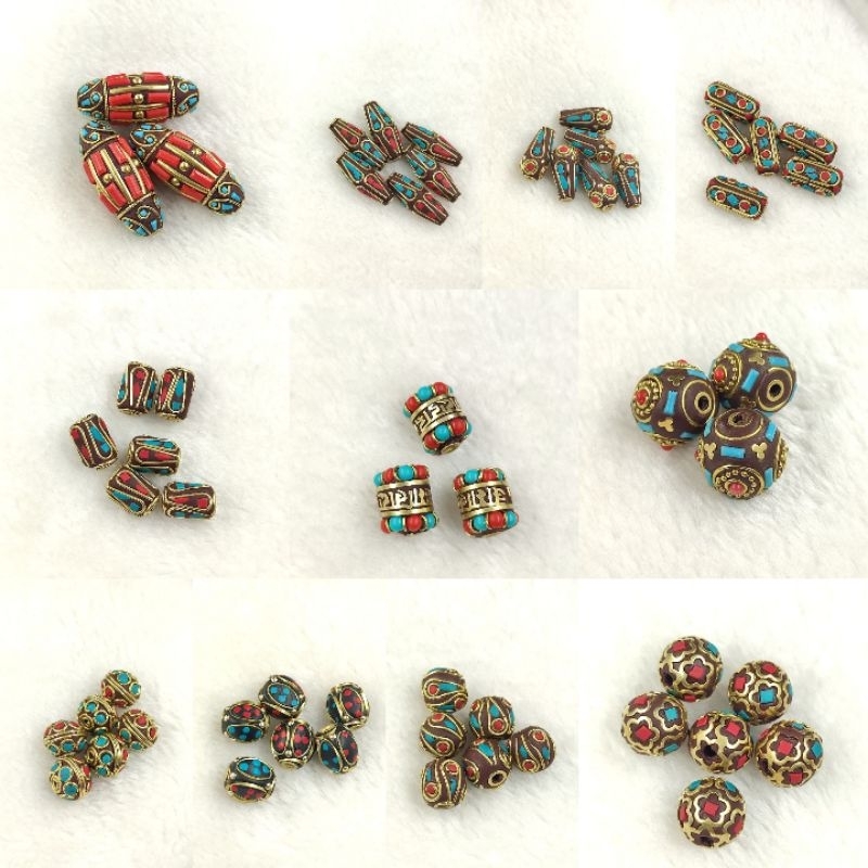 Manik Kuningan Nepal - Manik Nepal - Beads Nepal - Jimat Nepal - Manik Tibet - Manik Etnis - Manik S