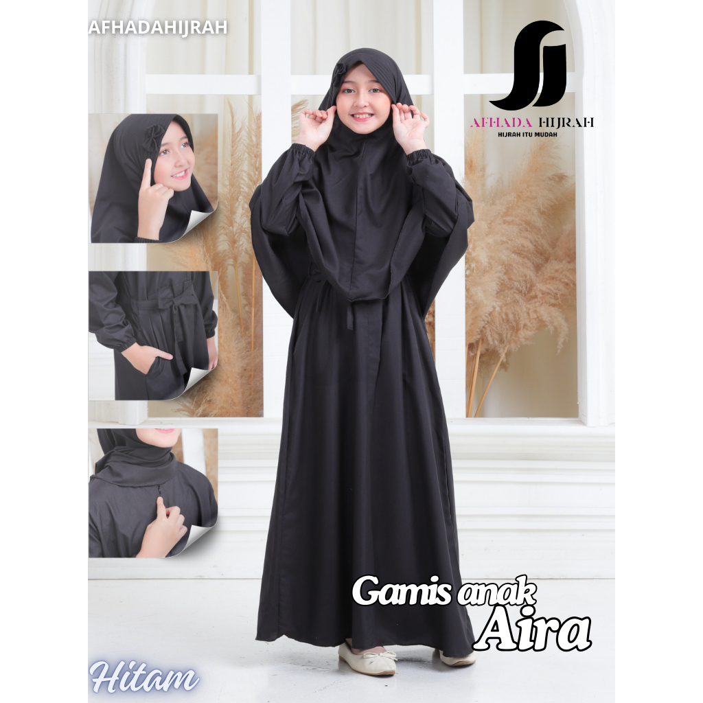 Afhadahijrah - Gamis Anak Perempuan Aira Terbaru Baju set Hijab Syari