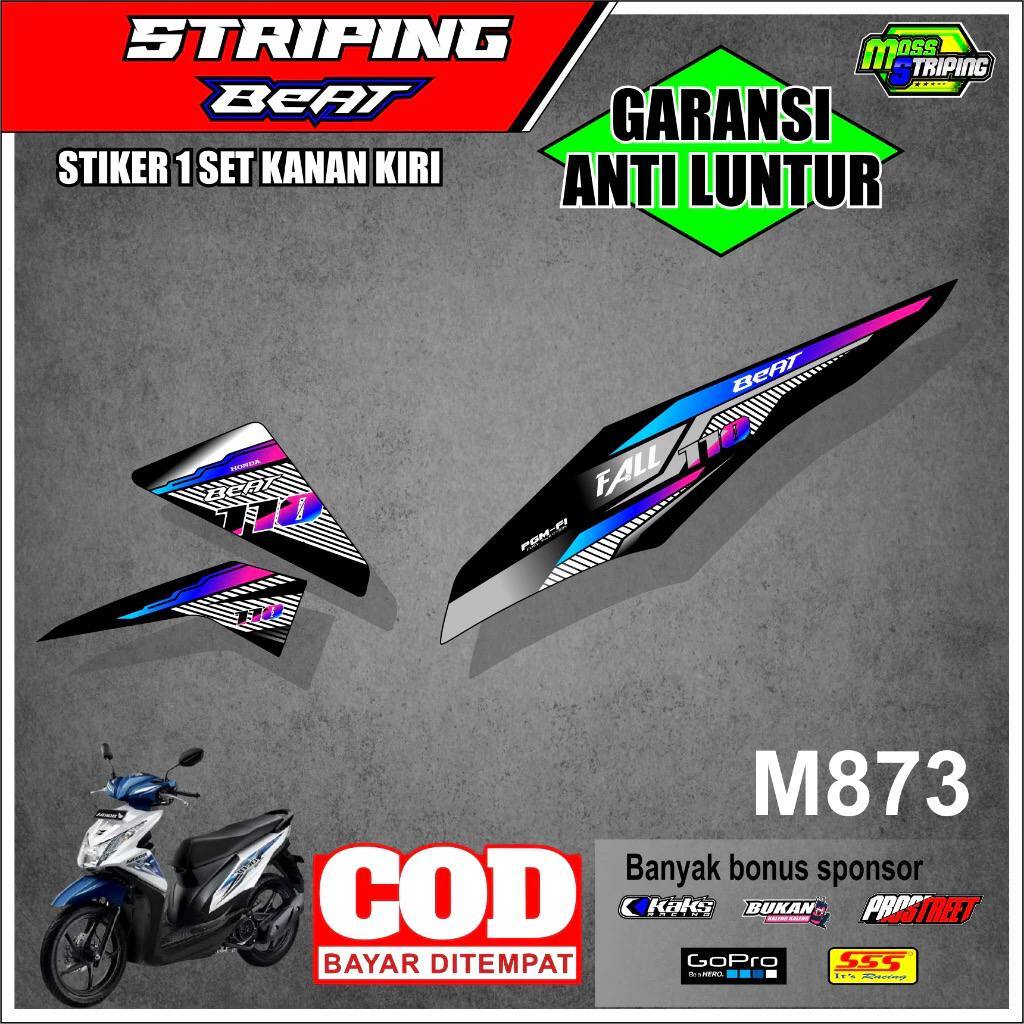 Striping sticker motor Honda Beat Fi M873 tahun 2013 2014 2015 2016 setiker setriping setrip strip m