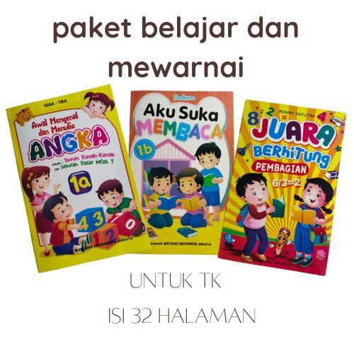 BUKU ANAK TK DAN BUKU PAUD PAKET TK A-B DAN BERHITUNG, MEWARNAI, MEMBACA, ANGKA