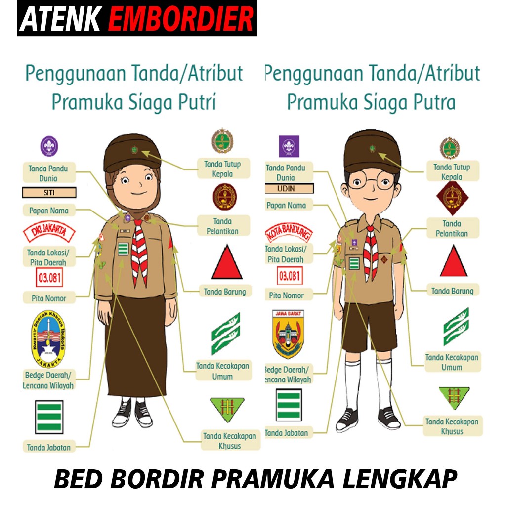 ATRIBUT PRAMUKA BED BORDIR ( PRAMUKA )
