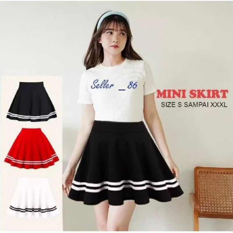 ROK MINI LIST SKIRT FLARE ROK SENAM LIST PENDEK WANITA ROK OLAHRAGA SPORT JOGING BULUTANGKIS GYM BER