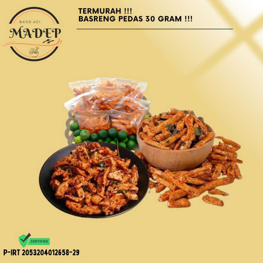 

Basreng pedas daun jeruk 1 pcs 30gr / Basreng Pagoda