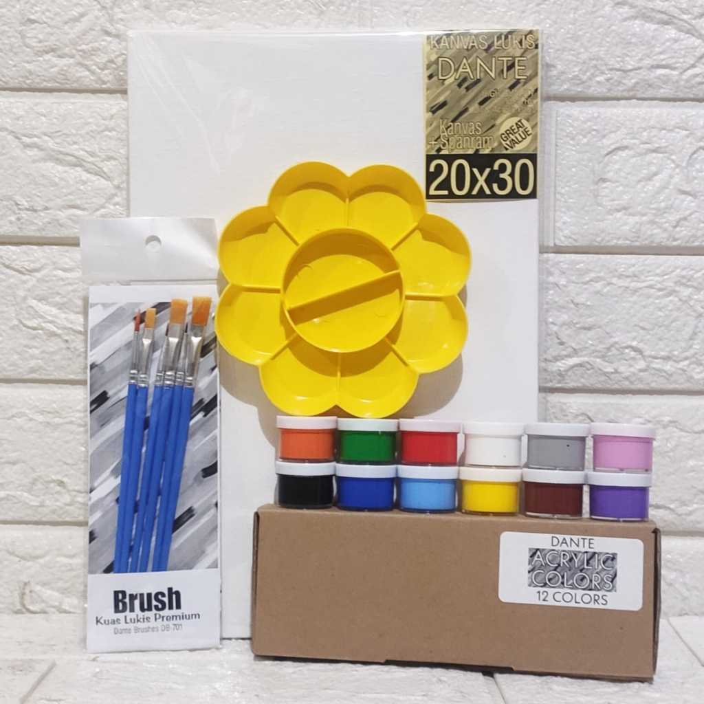 

RKL - PAKET MELUKIS SET Kanvas 20X30 Kuas Palet