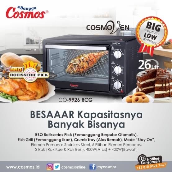 OVEN LISTRIK COSMOS 26 LITER CO9926 CO-9926 RCG