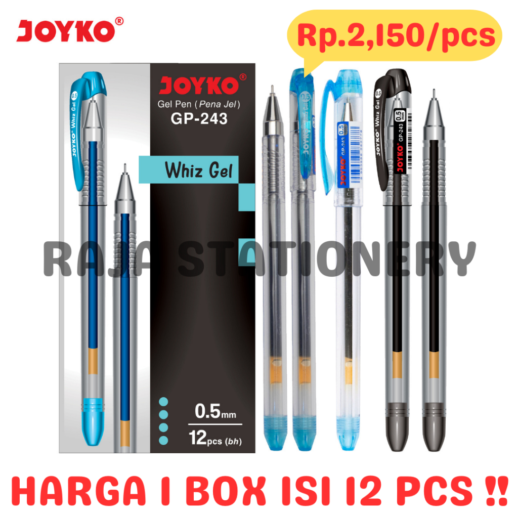 

JOYKO GEL PEN WHIZ GEL 0.5 BLACK BLUE PENA PULPEN JOYKO JEL HITAM BIRU 0.5MM GP-243 BOX LUSIN [12PCS]