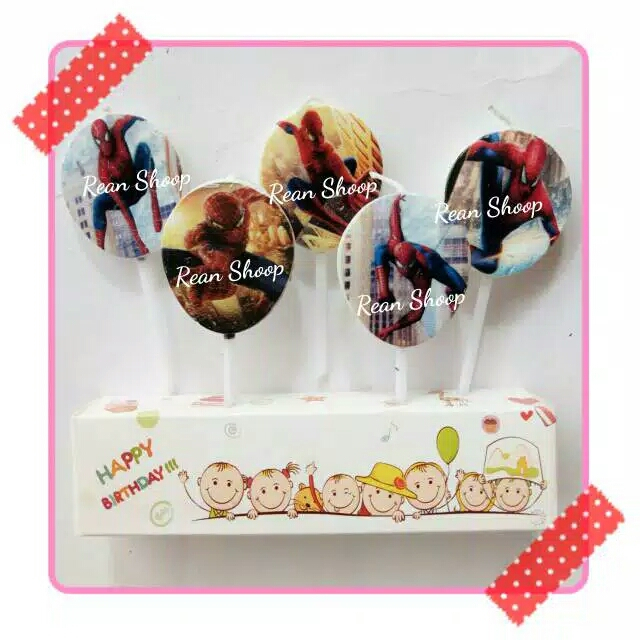 lilin ulang tahun tema Spiderman Spiderman
