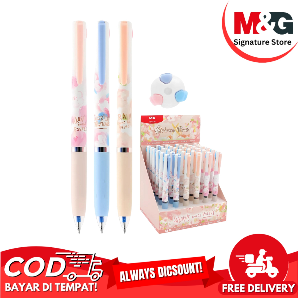 

Pulpen Gel M&G Gel Pen Sakura Time Pulpen 3IN1 Tinta 3 Warna Bullet Tip 0.38mm #AGPT4373