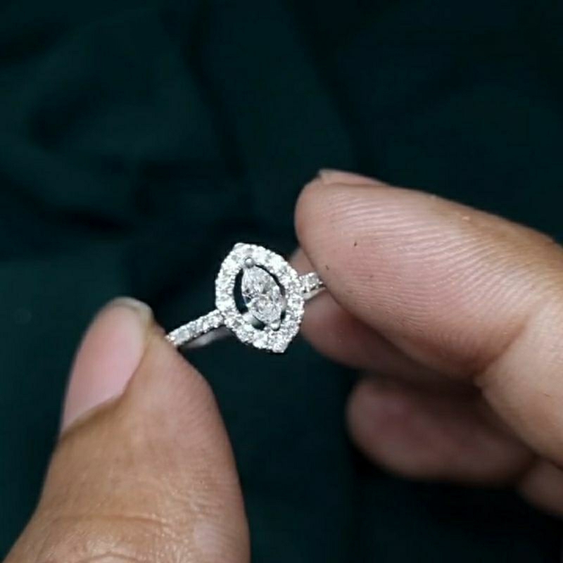 Cincin berlian center 0,20crt ring emas 1,7grm original 2B73