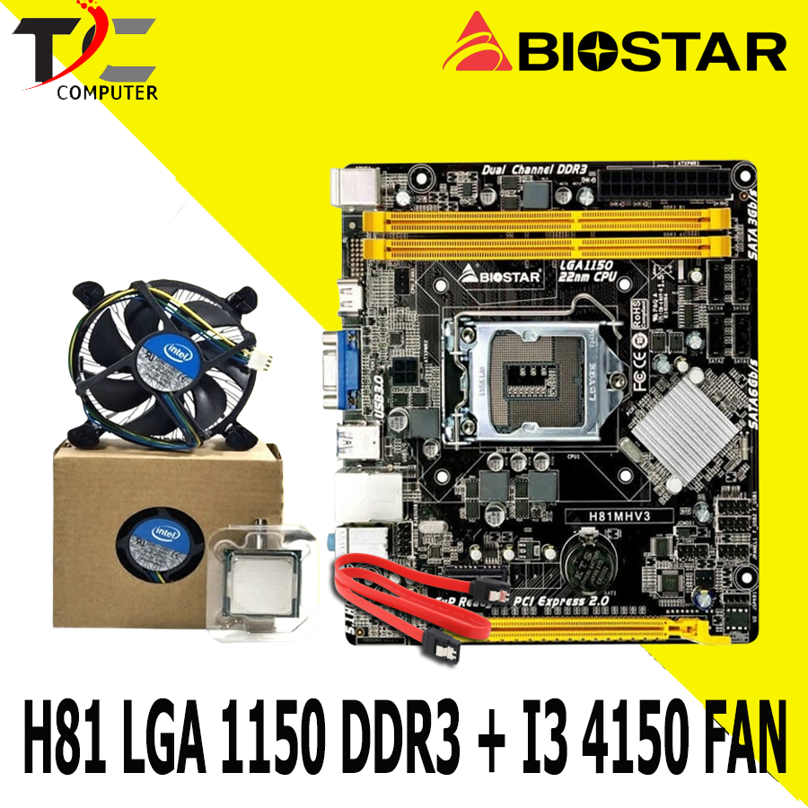 MOBO LGA 1150 H81 Plus Processor intel core i3 4160 + FAN