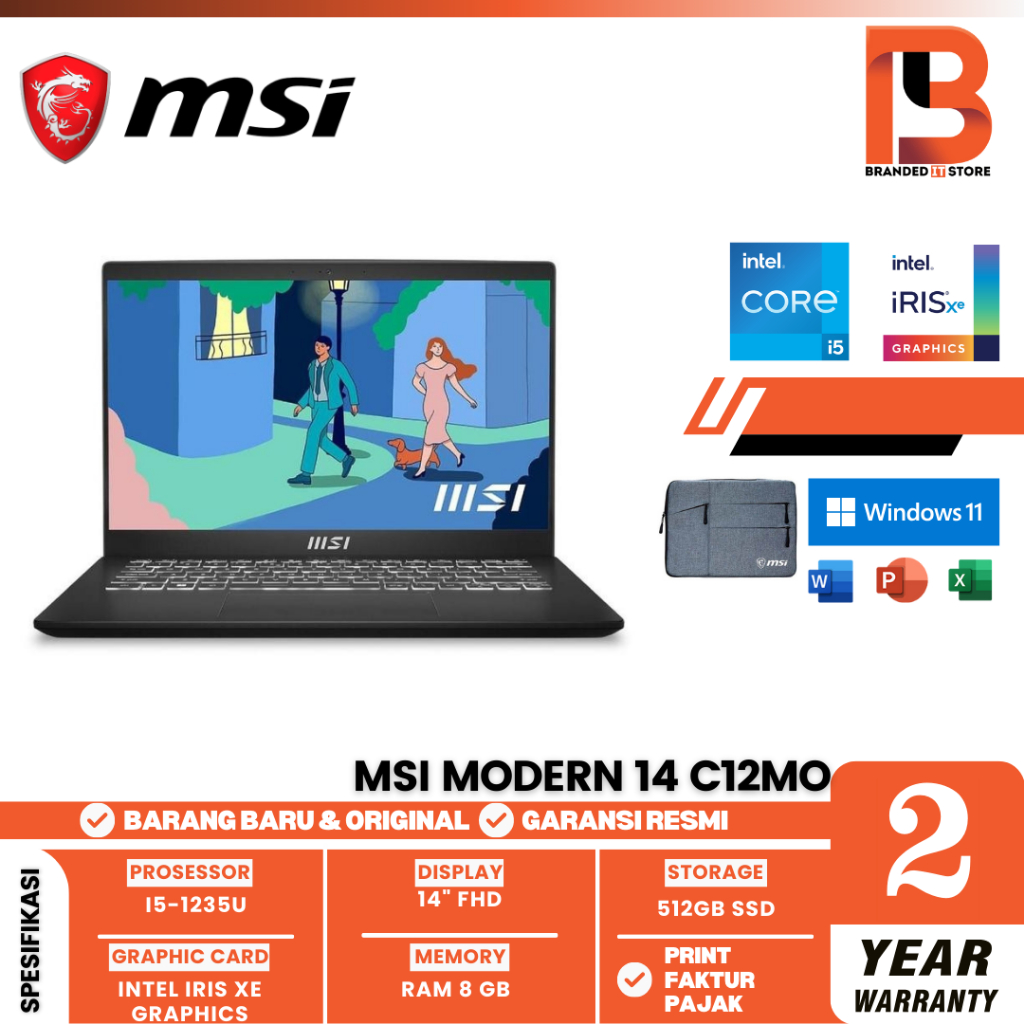Laptop MSI Modern 14 C12MO 1283 1287 I5-1235U/8GB/512GB/W11