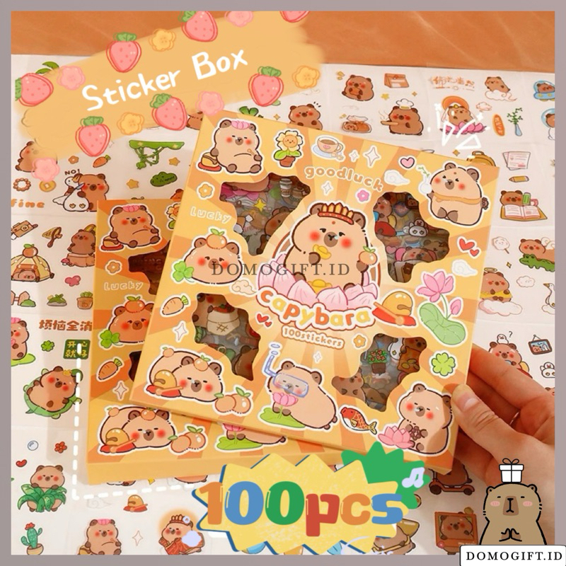 

Stiker Box /Sticker Aesthetic Untuk Deco Gambar Capybara DIY Botol Casing HP Gantungan 1Box 100 Lembar