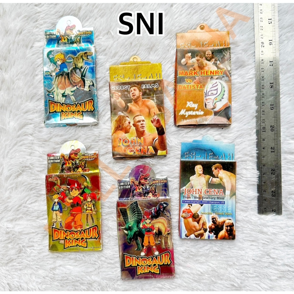 MAINAN KARTU SET JOHN CENA SMACK DOWN DAN DINOSAUR KING ANIMAL HEWAN PURBA DINO DINOSAURUS LIMITED E