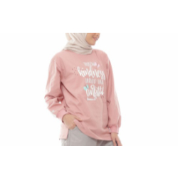 Kaos polos wanita lengan panjang model santai warna pink