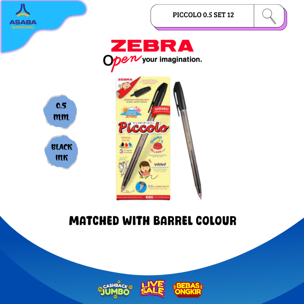 

Asaba Bandung - Zebra Piccolo 0.5 1 lusin Isi 12 Pcs
