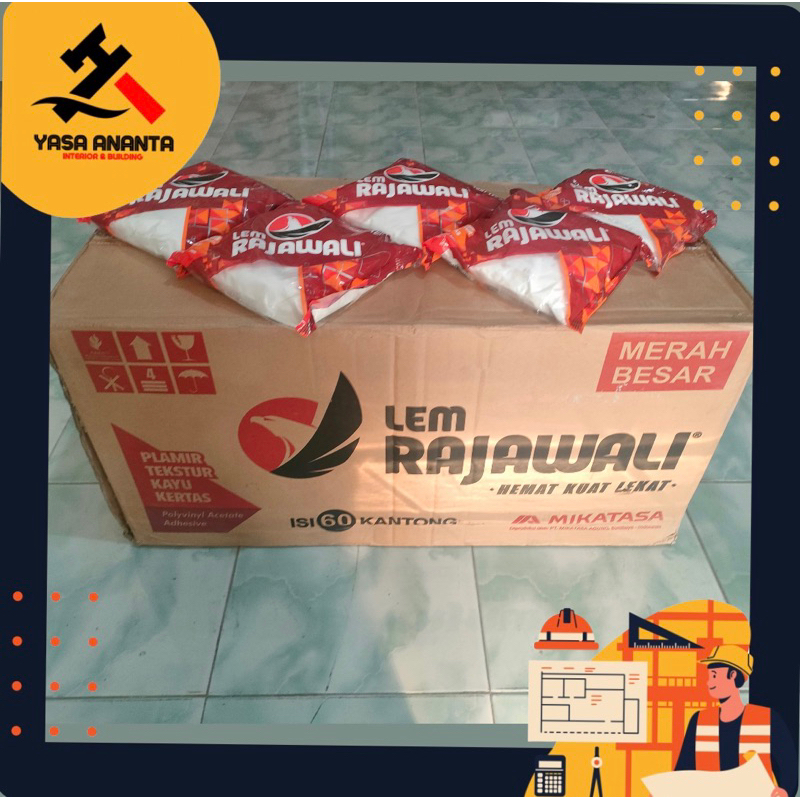 1DUS/KARTON ISI 60PCS LEM KAYU RAJAWALI 1KG BESAR MERAH / Lem kayu Rajawali 1 kg putih besar / LEM K