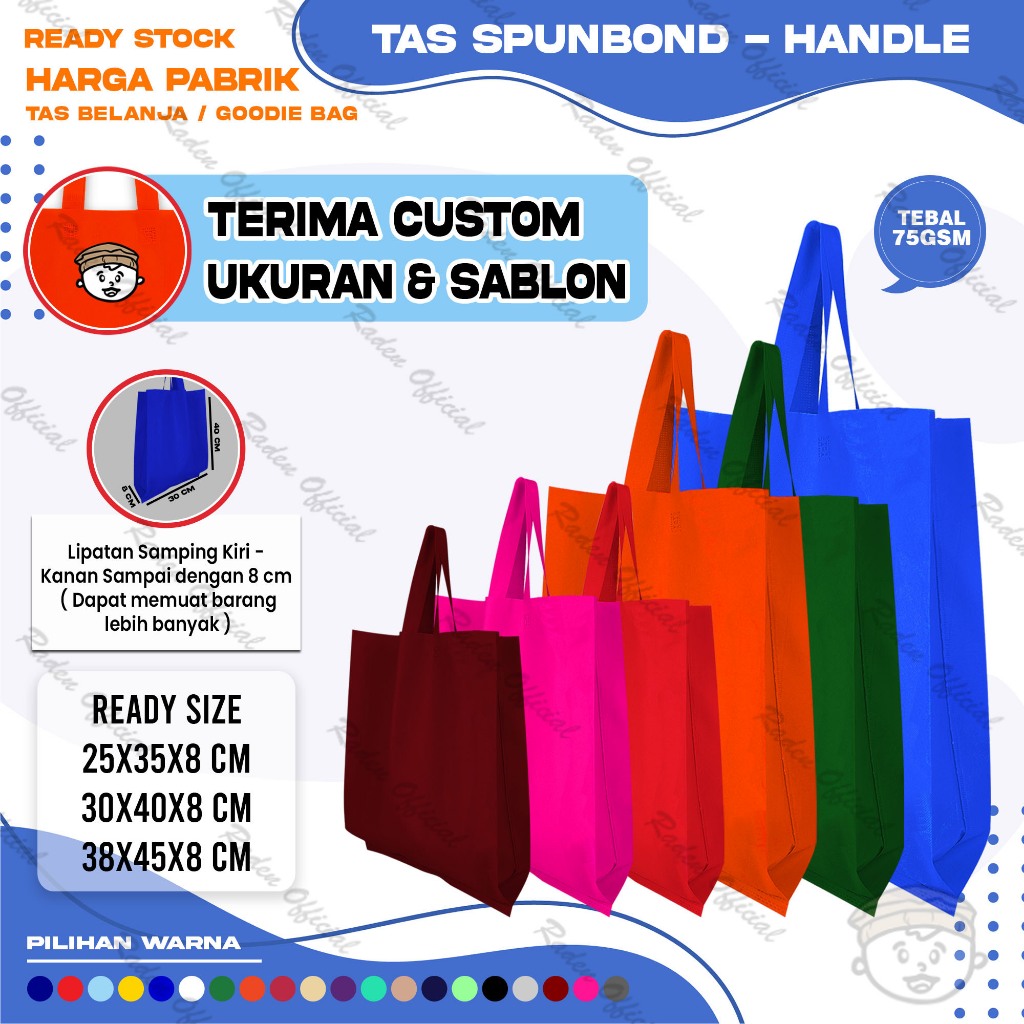 

Goodie Bag Tas Belanja Spunbond Model Tali Handle Kantong Kain