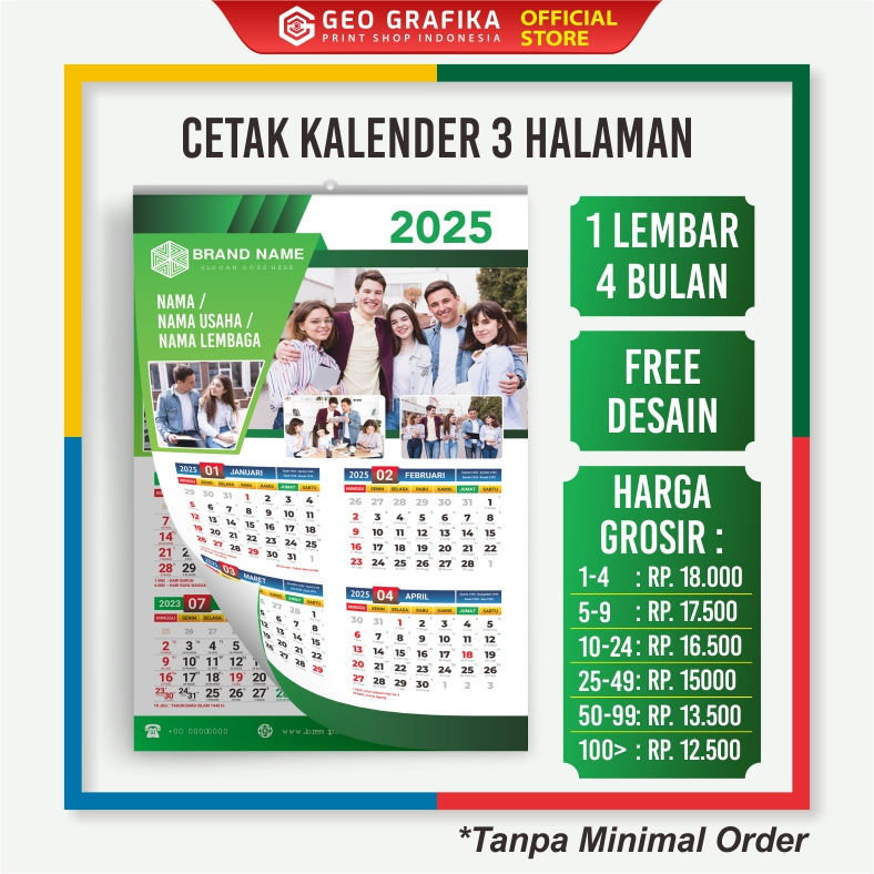 

Cetak Kalender Dinding 3 Halaman Custom Tahun 2025 - Geo Grafika