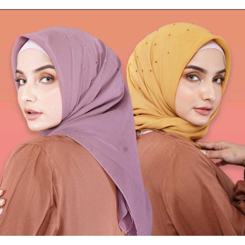segiempat diamond jilbab segiempat premium tabur permata Swarovski