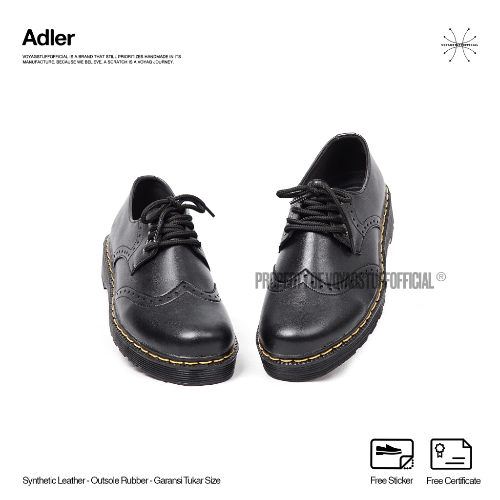 Voyagstuffofficial - Adler Sepatu Formal Pria 4 Hole Opek Hitam