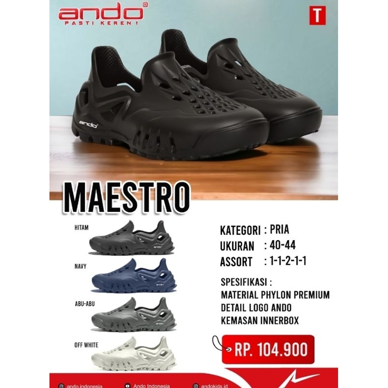 SEPATU ANDO MAESTRO SLIP ON  PYLON KARET CROK PRIA DEWASA