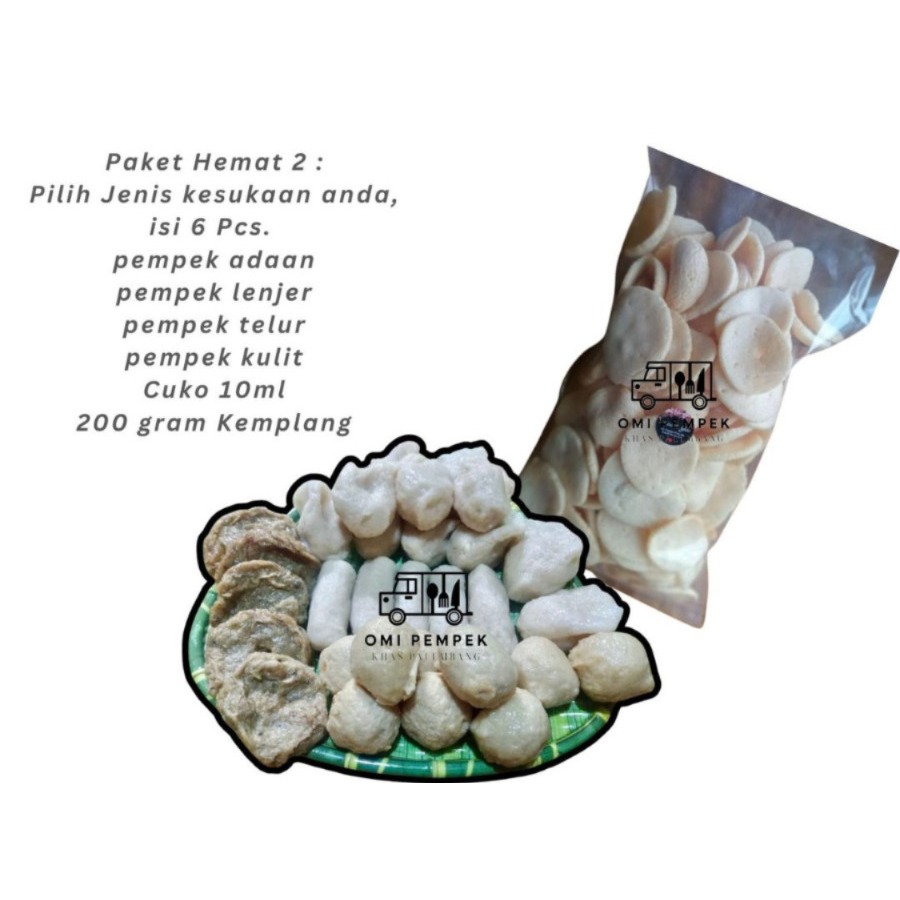 

PAKET HEMAT 2 (6 pcs + 100ml cuko dan 200grm Kemplang Palembang) | PEMPEK PALEMBANG