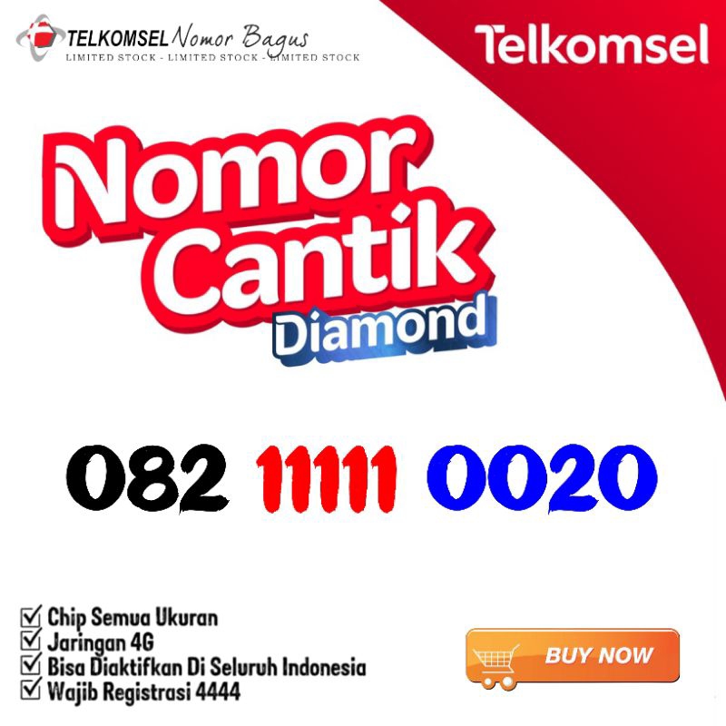 Nomor Cantik Simpati 1111 0020
