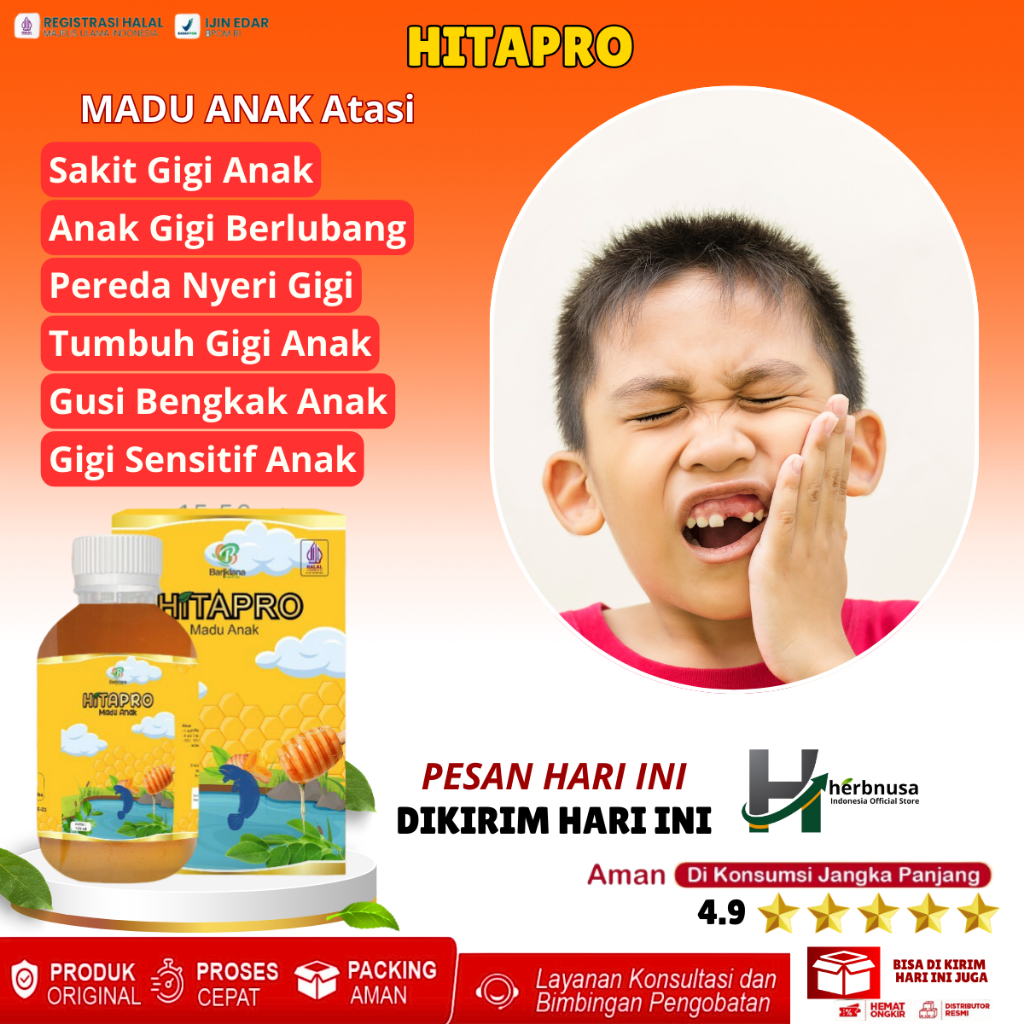 Madu Anak HITAPRO Obat Sakit Gigi Anak - Obat Sakit Gigi Anak 3 Tahun, Obat Gigi Berlubang Untuk Bal