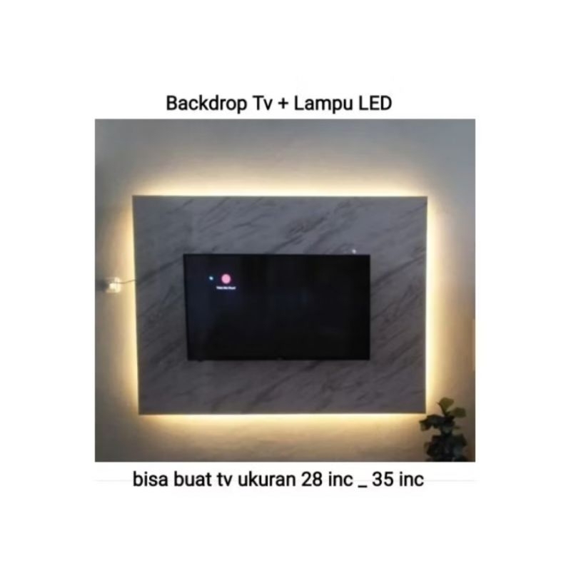 backdrop tv + lampu led minimalis