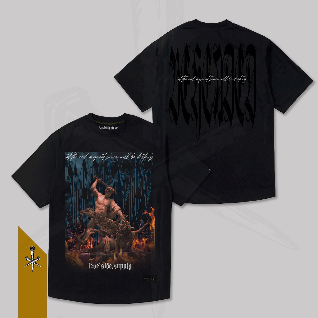 Kaos Distro Sablon Plastisol Discharge BEHEADED Baju Santai Pria/Wanita LEVELSIDE.SUPPLY Cotton 24s