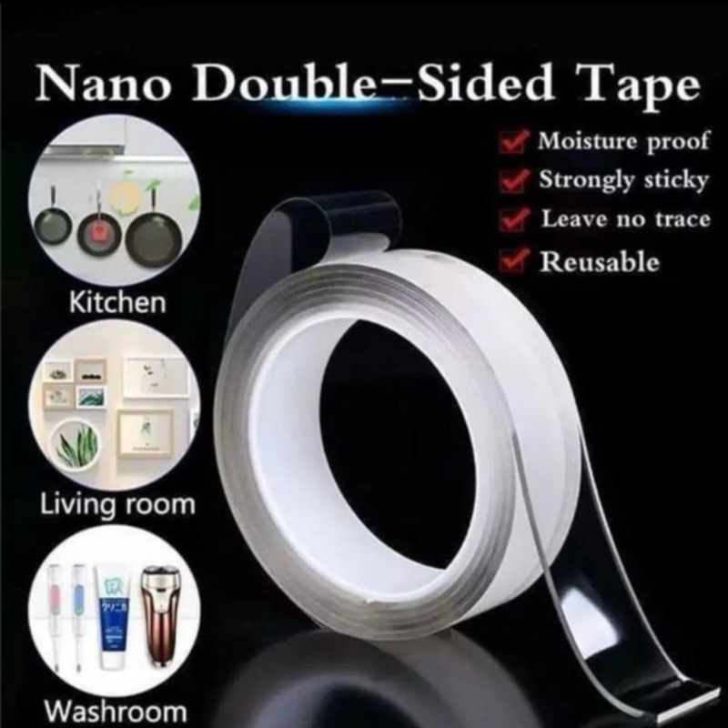 

Double Tape Nano 1 Meter / 3 Meter Magic Tape Isolasi Solatip Super Rekat 2 Sisi Serbaguna